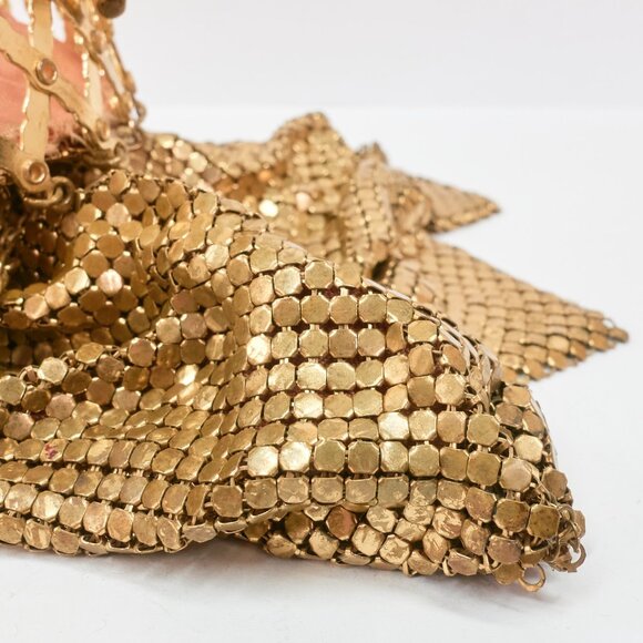 Whiting & Davis Mesh Purse / Vintage Gold Tone Metal Evening Bag / Made in USA - Picture 11 of 12